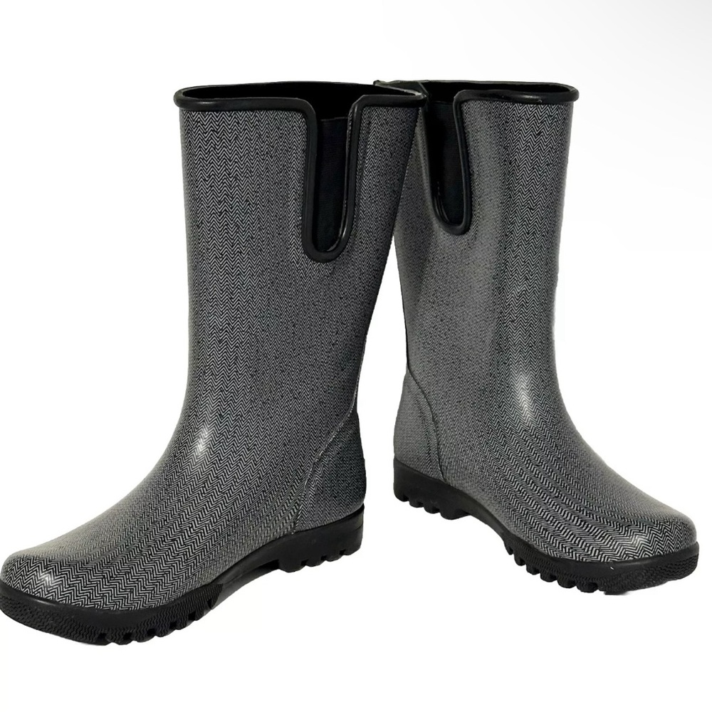 Sperry Womens Gray Black Top Sider Waterproof Rain Boots Size US 6